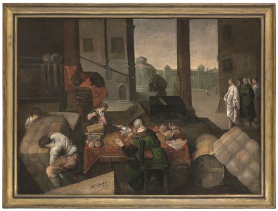 The Calling of Saint Matthew (olja på duk) av Jacopo (1510 92) (circle) Bassano