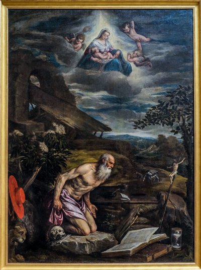 Sankt Hieronymus i öknen av Jacopo (1510-92) Bassano