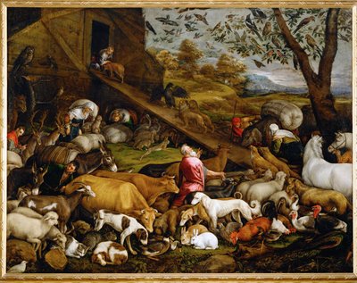 Djuren går in i Noas ark (målning på duk) av Jacopo (1510-92) Bassano