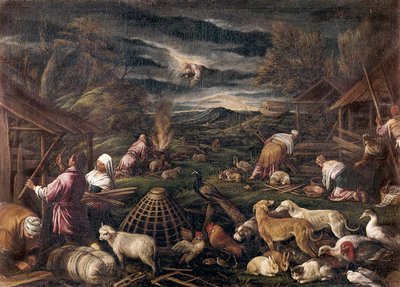 Noe efter syndafloden. Målning av Jacopo da Ponte, kallad Jacopo Bassano (1515-1592) av Jacopo Bassano