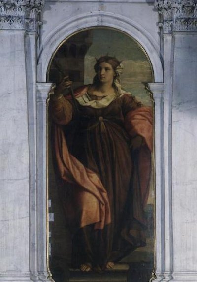 St. Barbara (del av triptyk) av Jacopo (c.1480 1528) Palma