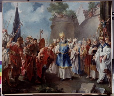 Kejsar Alexander hyllar översteprästen Jaddus. Målning tillskriven Jacopo Amigoni (eller Giacomo Amiconi av Jacopo Amigoni