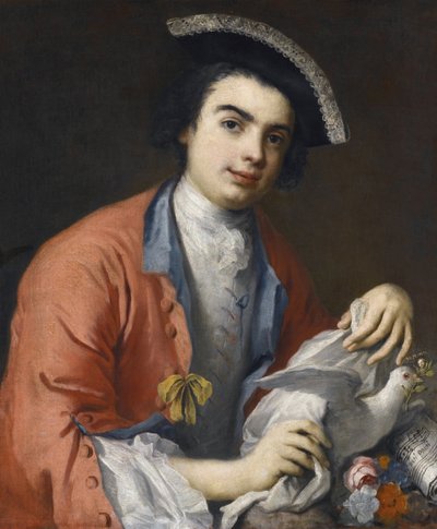 Porträtt av Carlo Broschi dit Farinelli, chanteur contralto et sopran, castrat italien - Porträtt av Carlo Broschi (1705-1782), känd som Farinelli par Amigoni, Jacopo (1675-1752). Olja på duk, storlek: 76x63,5 - Privat samling av Jacopo Amigoni