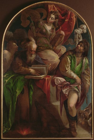 St. Justina av Padua tronade med St. Sebastian, St. Anthony Abbot och St. Roch, ca 1557-60 av Jacopo Bassano