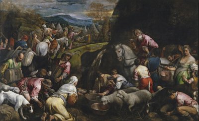 Moses slår vatten från klippan av Jacopo Bassano il vecchio