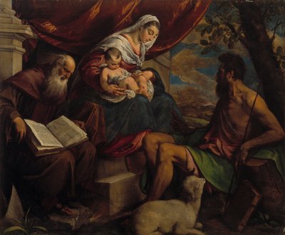 Jungfru och barn med Johannes Döparen och Sankt Antonius abbot, 1560-talet. av Jacopo Bassano il vecchio