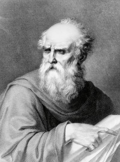 Porträtt av Marcus Vitruvius Pollio känd som Vitruvius (1:a århundradet f.Kr.), romersk arkitekt och författare, gravyr av Jacopo Bernardi baserad på en teckning av Vincenzo Ray av Jacopo Bernardi