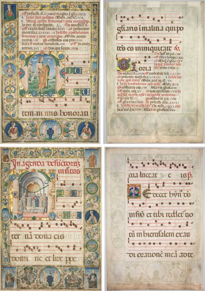 Pair of Graduals: Initial (M) med St. Andrew (recto) och Mass for the Dead (recto) av Jacopo Filippo d