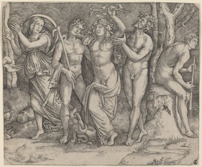 Bacchus och hans skötare av Jacopo Francia