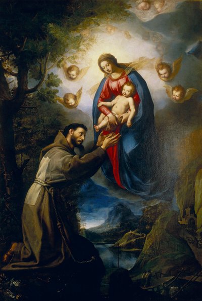 Jungfruns utseende för den helige Franciskus av Jacopo Ligozzi