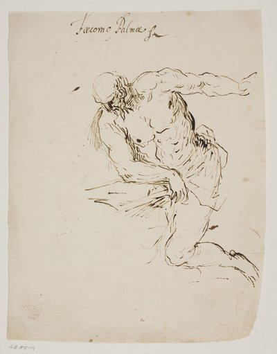 Knästående St Jerome läser av Jacopo Palma
