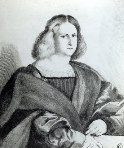 Porträtt av en ung man, tryck av Wenceslaus Hollar, 1650 av Jacopo Palma