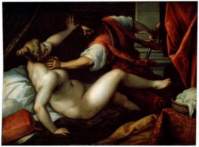 Tarquinius och Lucretia, 1500- eller tidigt 1600-tal av Jacopo Palma