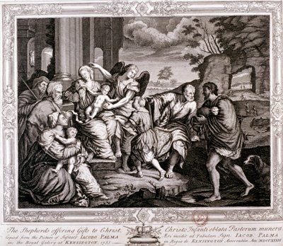 Herdarna erbjuder gåvor till Kristus, 1733 av Jacopo Palma