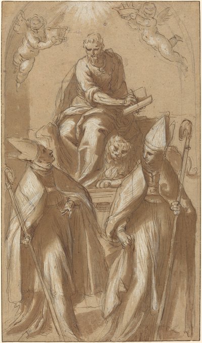 Sankt Markus med två biskopar och Putti av Jacopo Palma il Giovane