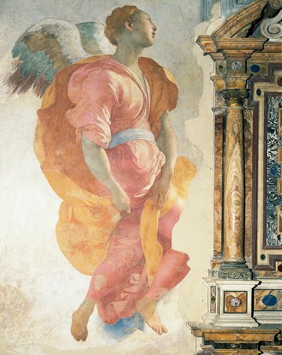 Ärkeängeln Gabriel av Giacomo Carucci känd som Pontormo (1494-1556), fresk, Capponi Chapel, Church of Santa Felicita, Florens av Jacopo Pontormo