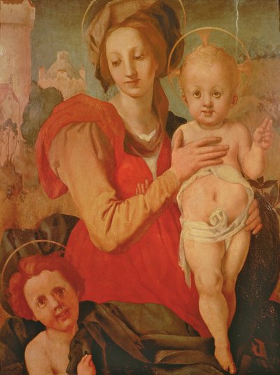 Madonna och barn med spädbarnet Johannes Döparen (panel) av Jacopo Pontormo