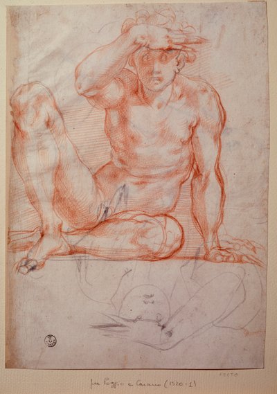 Naken man - teckning av Jacopo Pontormo