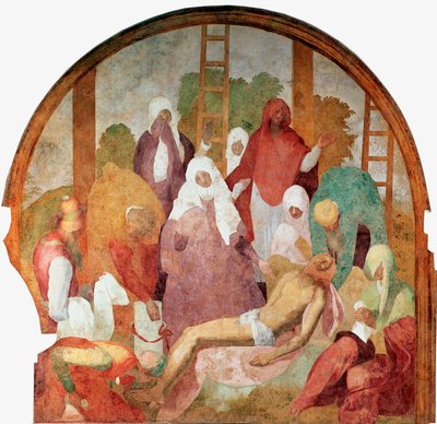 Passion of Christ: "" depositionen "" Fresk av Jacopo (Iacopo) Carrucci dit il Pontormo (Pontormo) (1494-1556) 1523-1525 Sön 300x290 cm Florens, Certosa del Galluzzo av Jacopo Pontormo