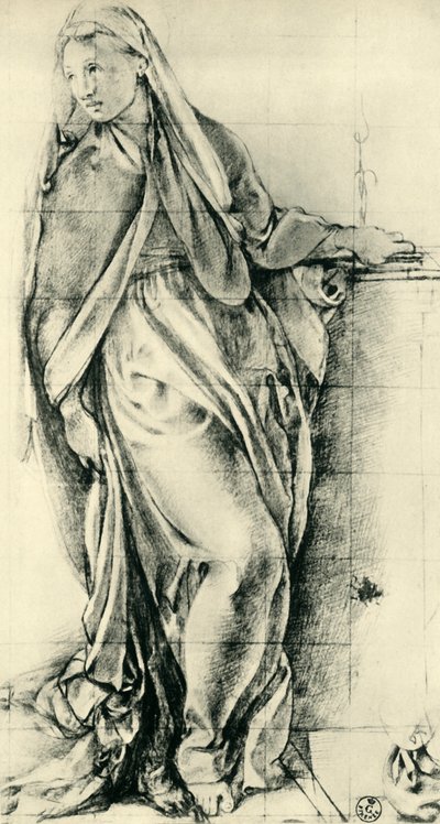 Skiss av Jungfru Maria för en bebådelse, mitten av 1500-talet, 1943. av Jacopo Pontormo