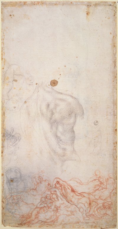 Studie för de dödas uppståndelse (krita på papper) av Jacopo Pontormo