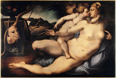 Venus och Amor (Venus och Amor) Målning av Jacopo Carrucci dit il Pontormo (Pontormo) (1494-1556) 1532-1534 Dim 128x197 cm Florens, Accademia Gallery Italien av Jacopo Pontormo