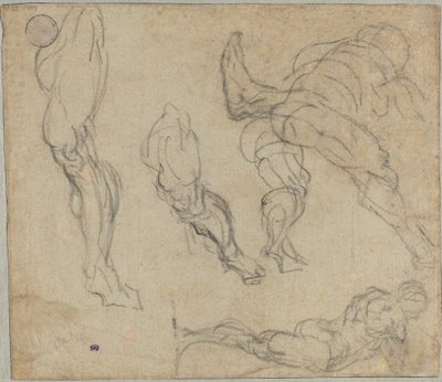 Figurer och ben, 1575-80 (svart krita på lagt papper) av Jacopo Robusti Tintoretto