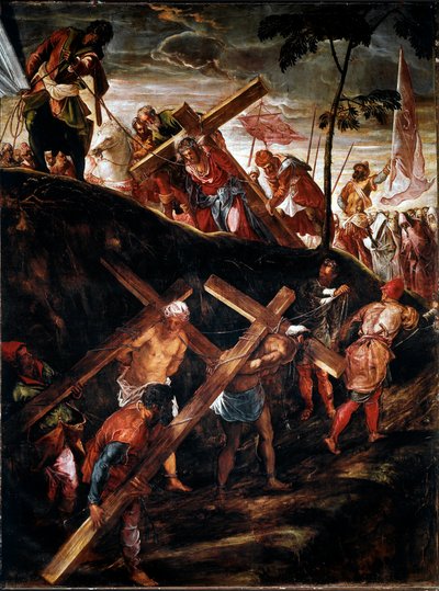 La Montee au Calvary (Korsets väg) (Korsets vagn) Målning av Jacopo Robusti dit le Tintoret (Tintoretto) (1518-1594) 1566-1567 Sön. 515x390 cm vene, scuola di san Rocco av Jacopo Robusti Tintoretto