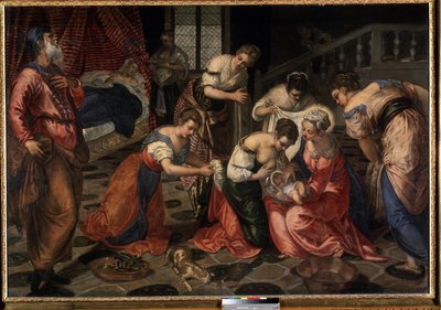 La nativite de Saint Jean Baptiste (Johannes döparens födelse). Målning av Tintoretto (Jacopo Robusti kallad Tintoretto av Jacopo Robusti Tintoretto