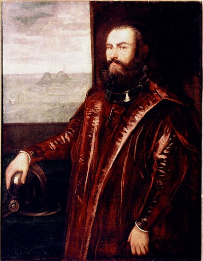 Porträtt av venetiansk amiralmålning av Jacopo Robusti sa Tintoret (Tintoretto) (1518-1594) 1570 ca. Sol. 127x99 cm Florens, Galleria degli Uffizi (Kontor) av Jacopo Robusti Tintoretto