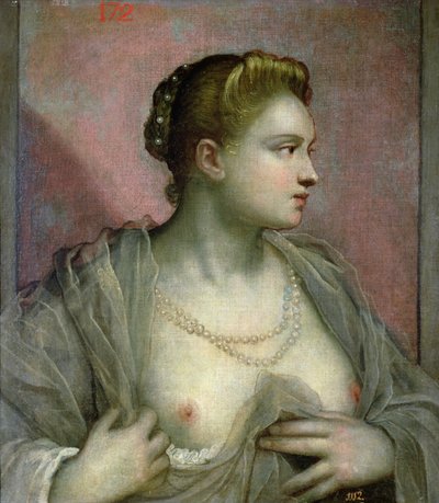 Porträtt av en kvinna som avslöjar sina bröst, c.1570 av Jacopo Robusti Tintoretto