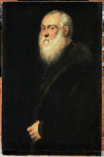 Porträtt av en äldre man med vitt skägg (olja på duk) av Jacopo Robusti Tintoretto