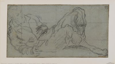 Liggande mansfigur, 1560-9 (krita på papper) av Jacopo Robusti Tintoretto