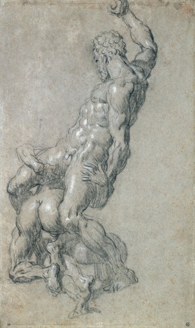 Simson dödar filistéerna (kol på papper) av Jacopo Robusti Tintoretto