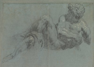 Studie efter Michelangelos Giorno, ca 1550-55 (krita på papper) av Jacopo Robusti Tintoretto