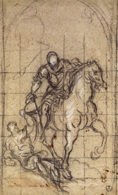 Studie för San Martino av Jacopo Robusti känd som Tintoretto (1519-1594), ritning av Jacopo Robusti Tintoretto