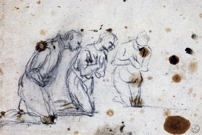 Studie för knästående figurer av Jacopo Robusti Tintoretto
