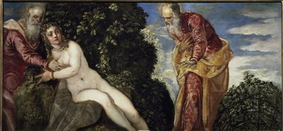 Suzanne and the Elders - Olja på duk, cirka 1555 av Jacopo Robusti Tintoretto