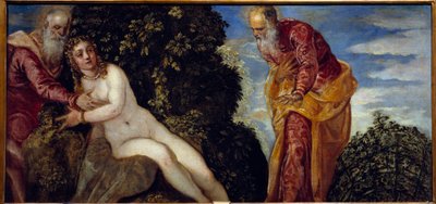 Suzanne och de äldste målning av Jacopo Robusti på Tintoret eller Il Tintoretto (1518-1594) 1500-talet sön. 0,58x1,16 m Madrid, Musee du Prado av Jacopo Robusti Tintoretto