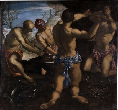 The Forge of Vulcan, 1576-1577. av Jacopo Robusti Tintoretto