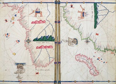 Ms Ital 550.0.3.15 fol.4v-5r Karta över Afrika och Godahoppsudden, från 