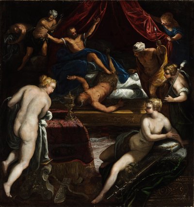 Herkules driver ut faunen från Omphales säng av Jacopo Tintoretto