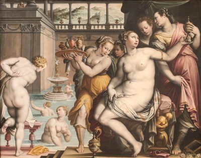 Batseba vid hennes bad, 1573-1574. av Jacopo Zucchi