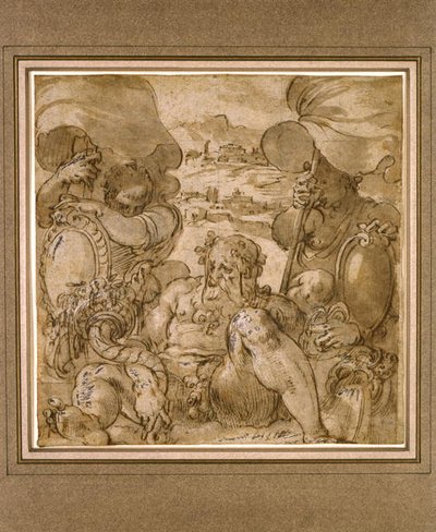 Studie för Allegory of San Gimignano och Colle Val d