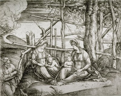 Den heliga familjen med den heliga Elisabet av Jacopo de