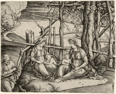 Den heliga familjen med St. Elizabeth och spädbarnet St. John, ca. 1499-1501 av Jacopo de Barbari