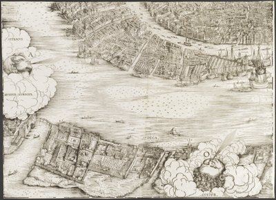 Utsikt över Venedig [nedre vänstra kvarteret], 1500. av Jacopo de Barbari