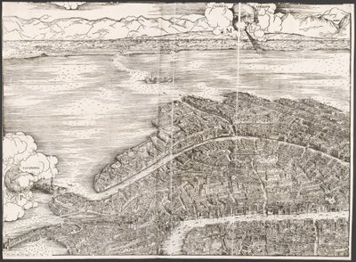 Utsikt över Venedig [övre vänstra kvarteret], 1500. av Jacopo de Barbari