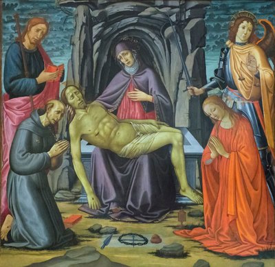 Avsättningen och helgonen av Jacopo del Sellaio