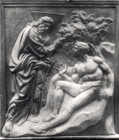 Skapandet av Adam, panel från Porta Magna, ca 1430 (marmor) av Jacopo della Quercia